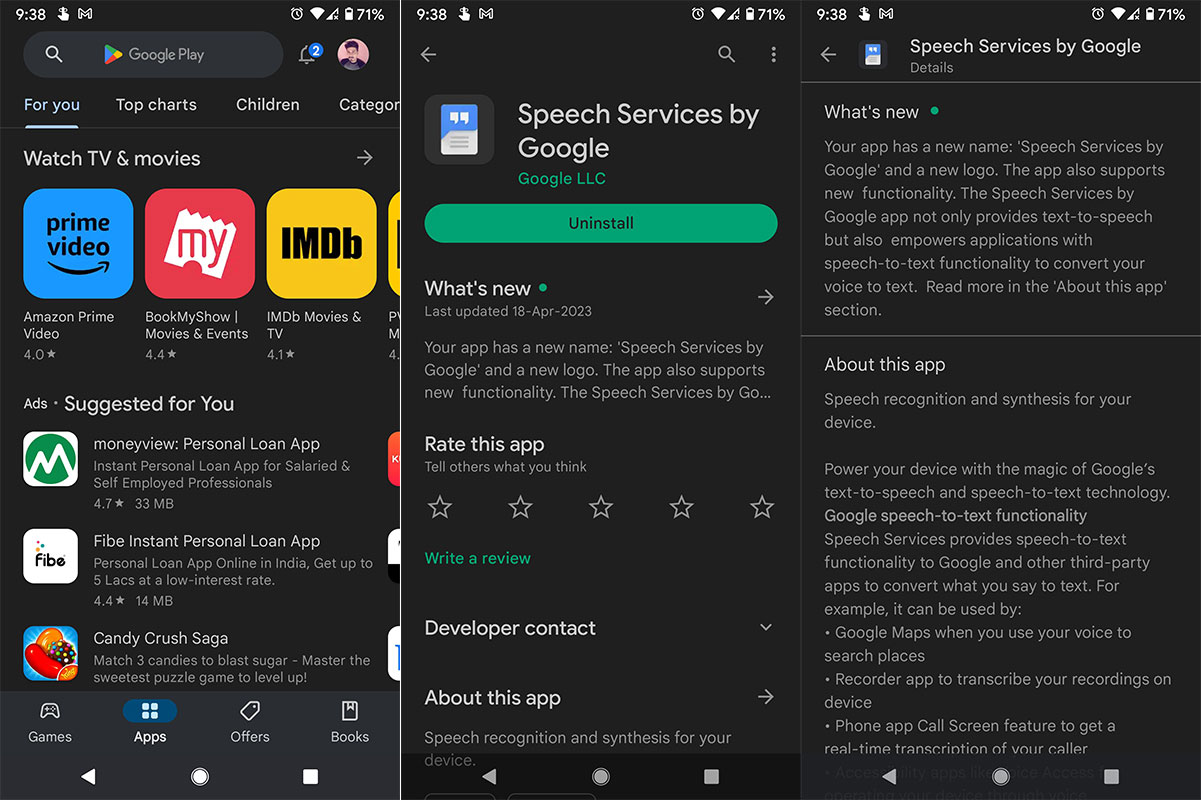Google Speech Services App Screenshots