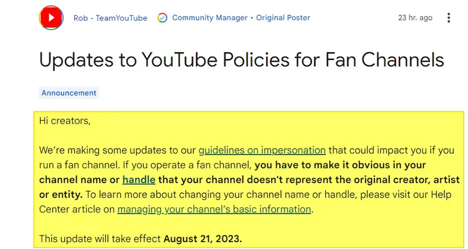 New YouTube Policies for Fan Channels Explained
