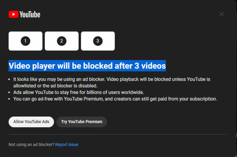 YouTube to Stop Playing After 3 Videos if Ad Blocker is Detected ...