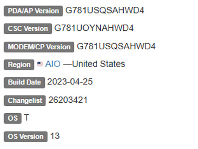 samsung galaxy s20 fe android 13 AIO firmware details