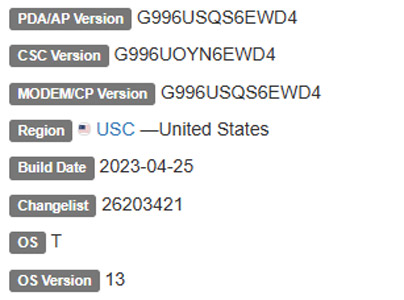 samsung galaxy s21 plus android 13 USC firmware details