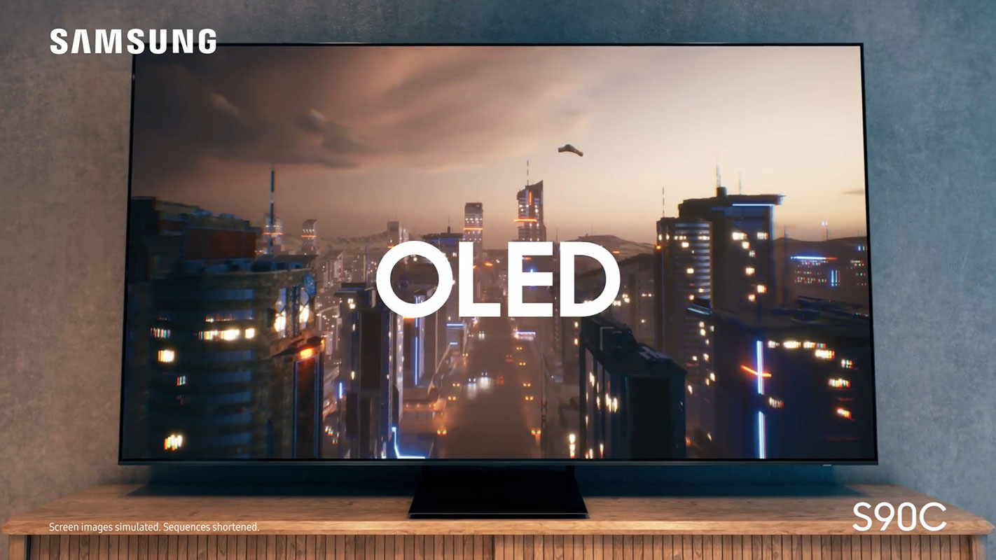 Samsung 83-inch S90C OLED TV in the Table
