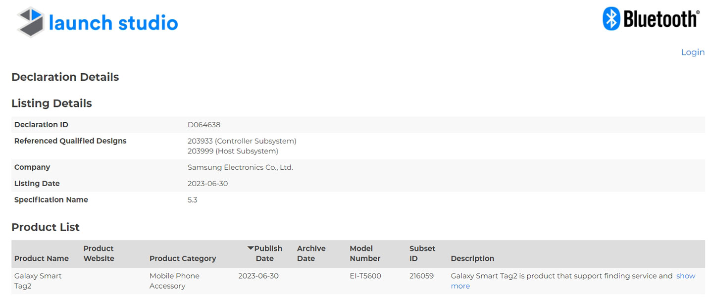 Samsung Galaxy SmartTag 2 Bluetooth 5.3 Official Detail