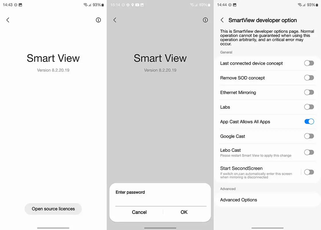 Samsung Smartview Google Cast Option