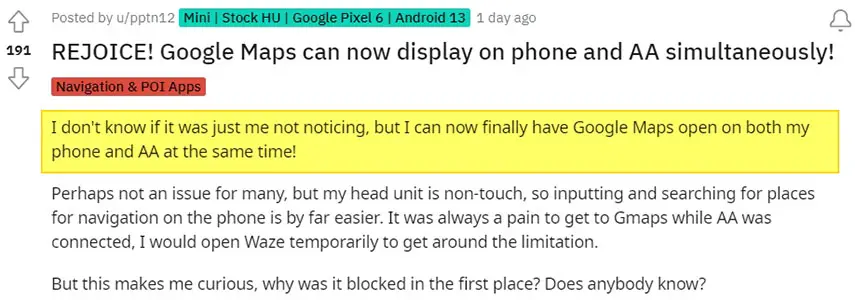 View Google Maps on Android Auto and Mobile at the Same Time Reddit Status