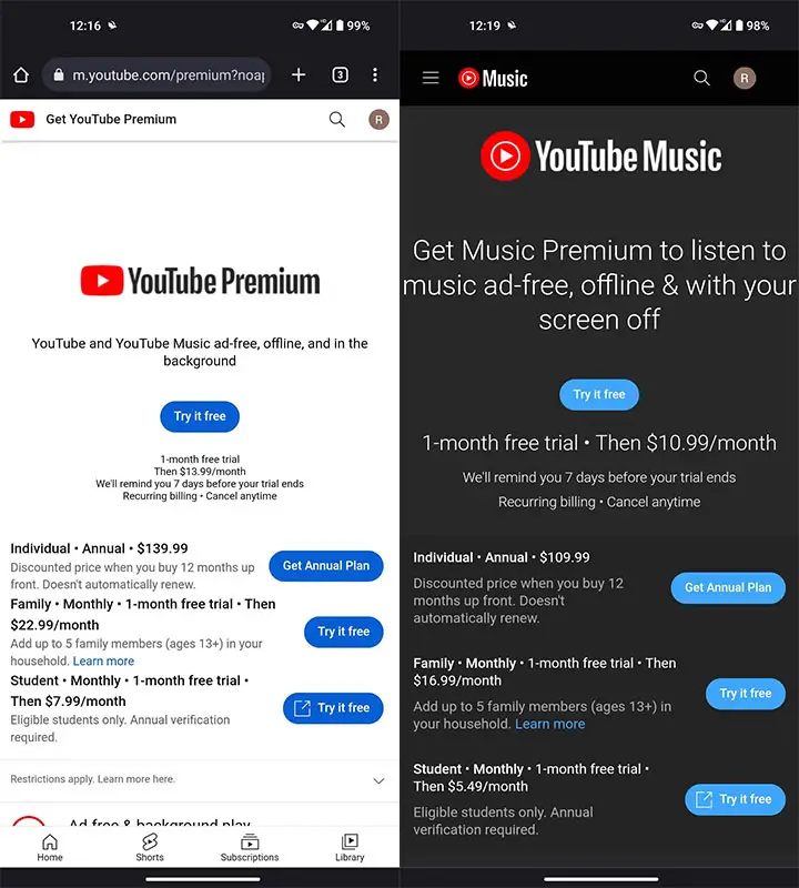 YouTube Premium New Plan USA