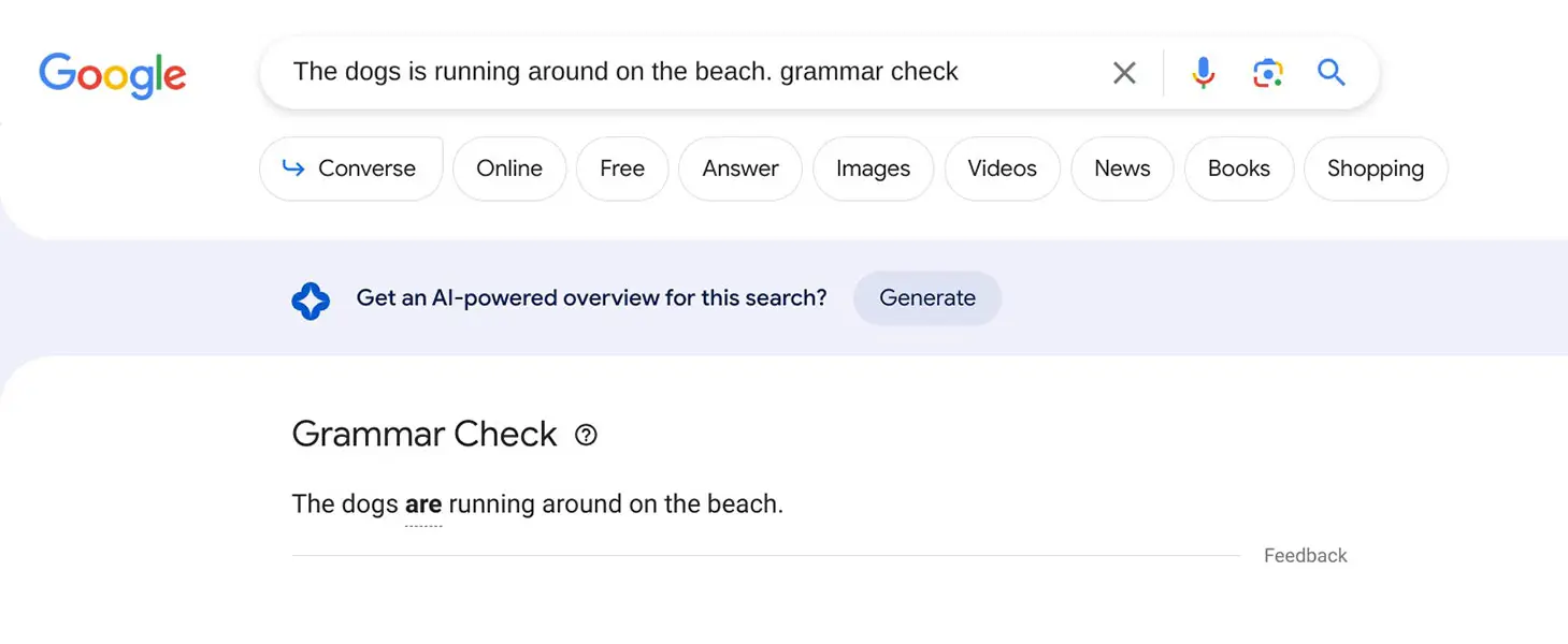 Google Search Grammar Check