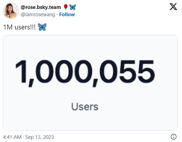 Bluesky 1 Million users Official Tweet