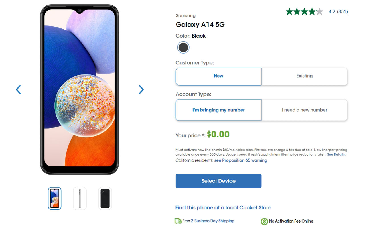 Samsung Galaxy A14 5G Price Page