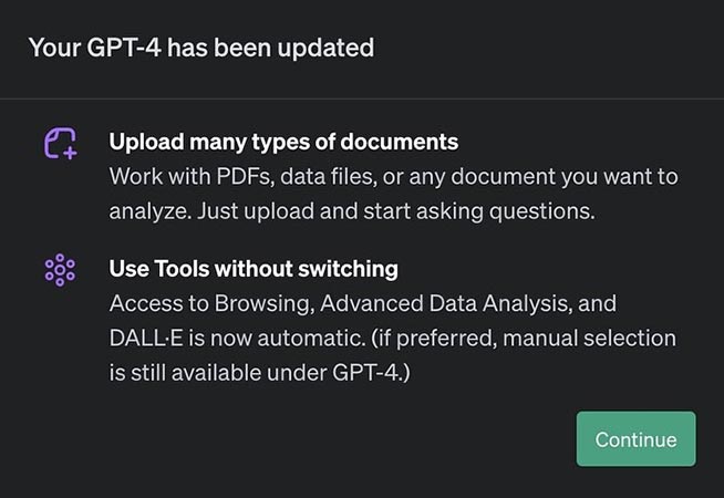Chat GPT 4 Upload Files Options