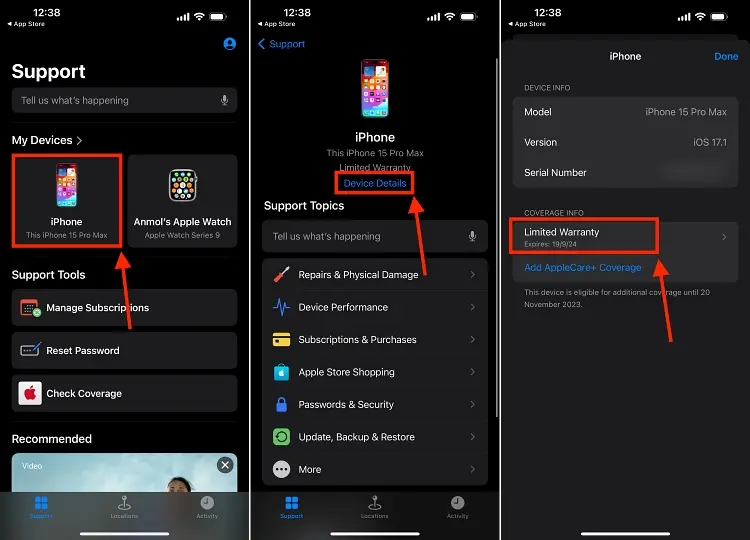 Check iPhone Warranty on Apple Support App