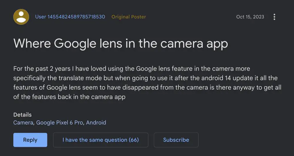 Google Lens Missing from Pixel Camera 1