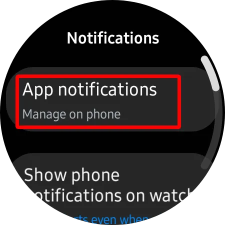 app notification setting on an android smartwatch