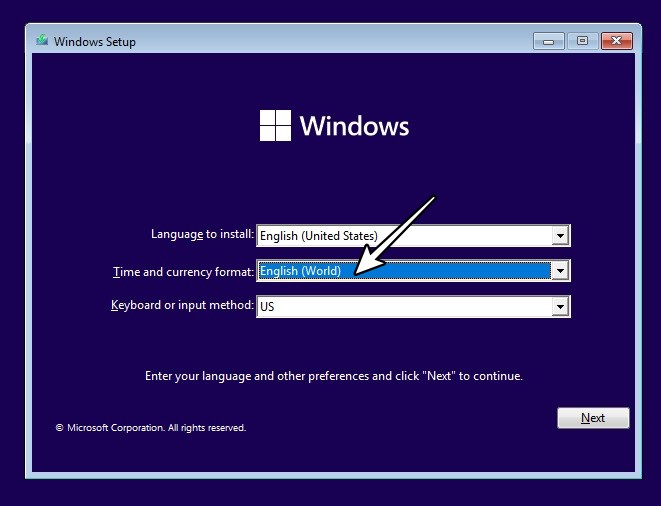 english world Install Windows 11 without Bloatware