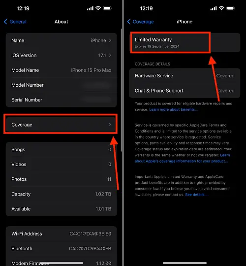 iPhone Warranty Coverage Check