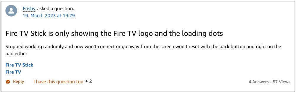 Fire TV Stick stuck on logo bug