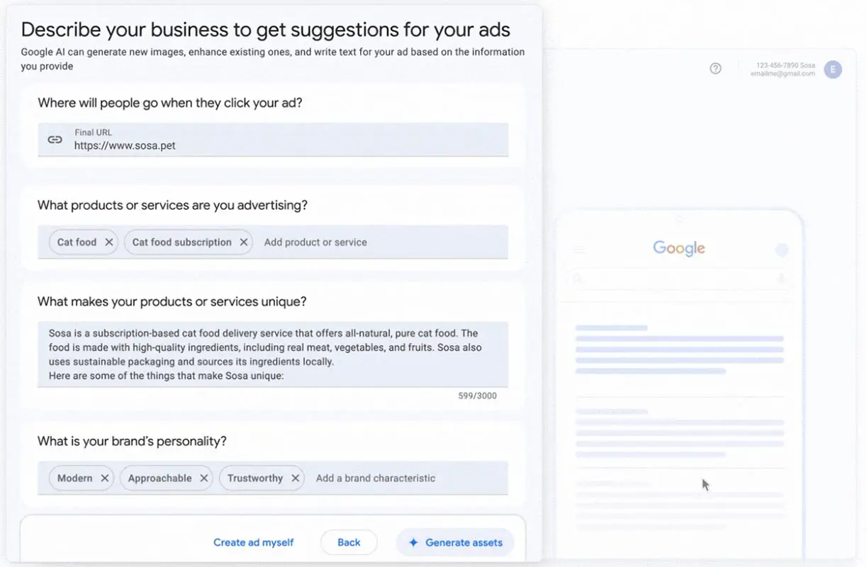 Generative AI in Google Ads Campaign