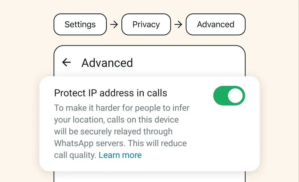WhatsApp IP Address Hide Calls Options