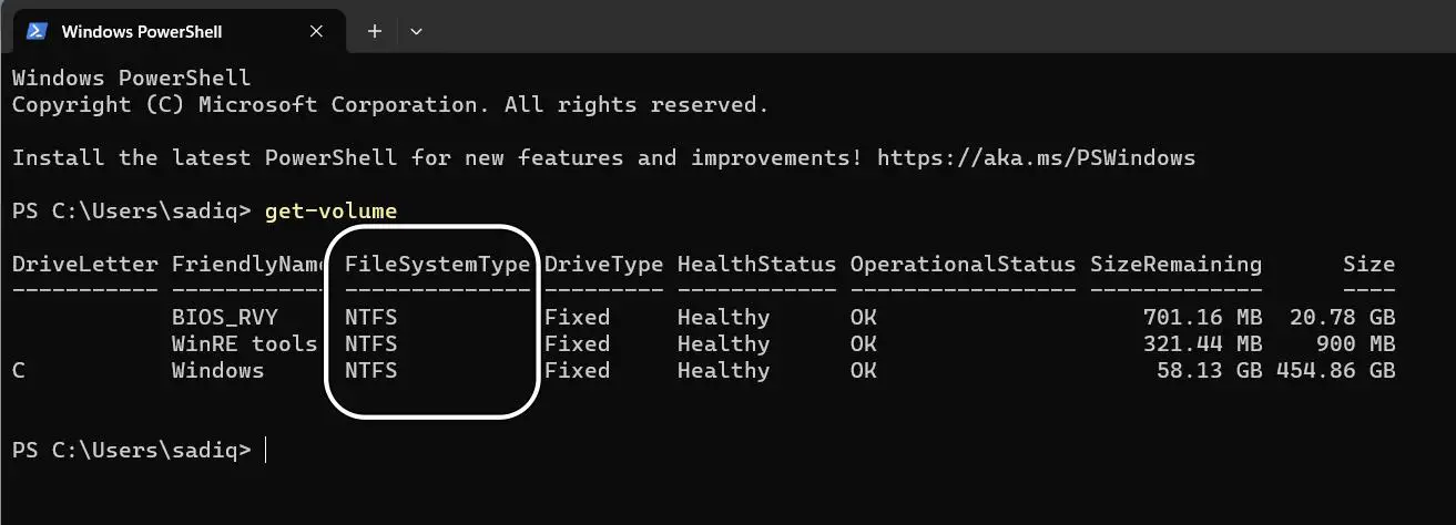 powershell file system windows 11