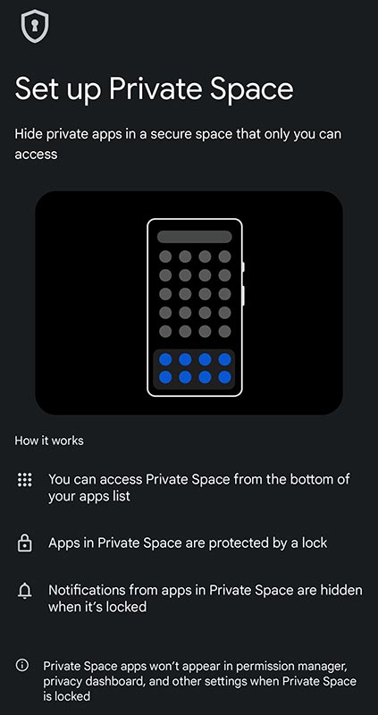 Android 14 Private Space Screenshot