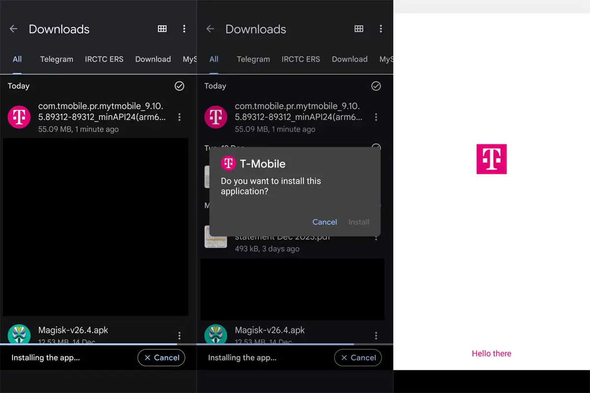 T-Mobile App Install Screenshots