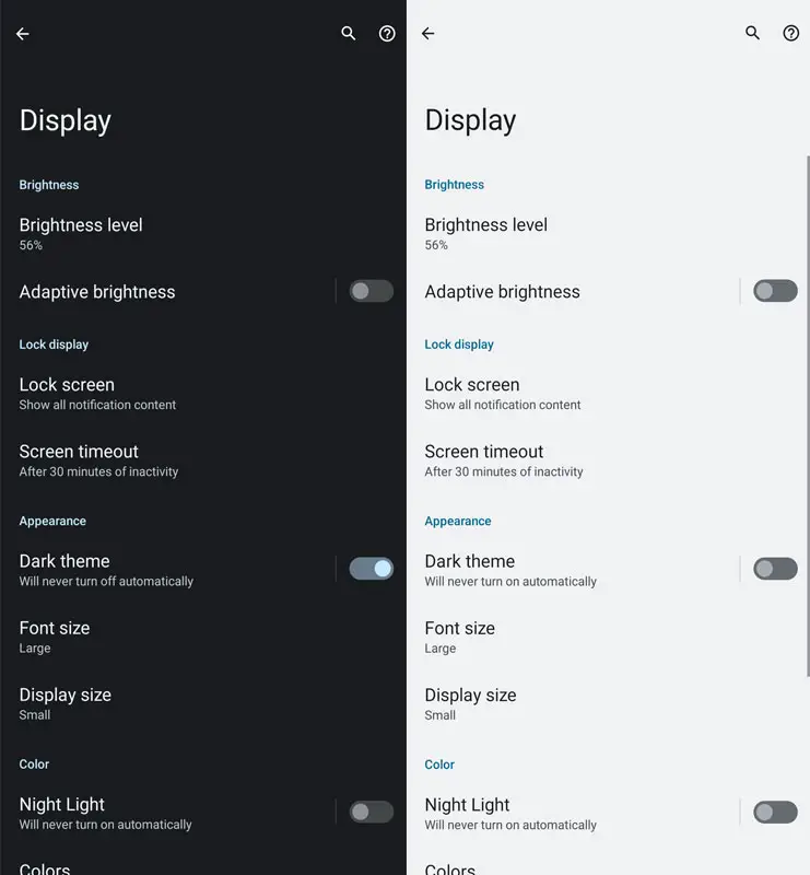 display brightness