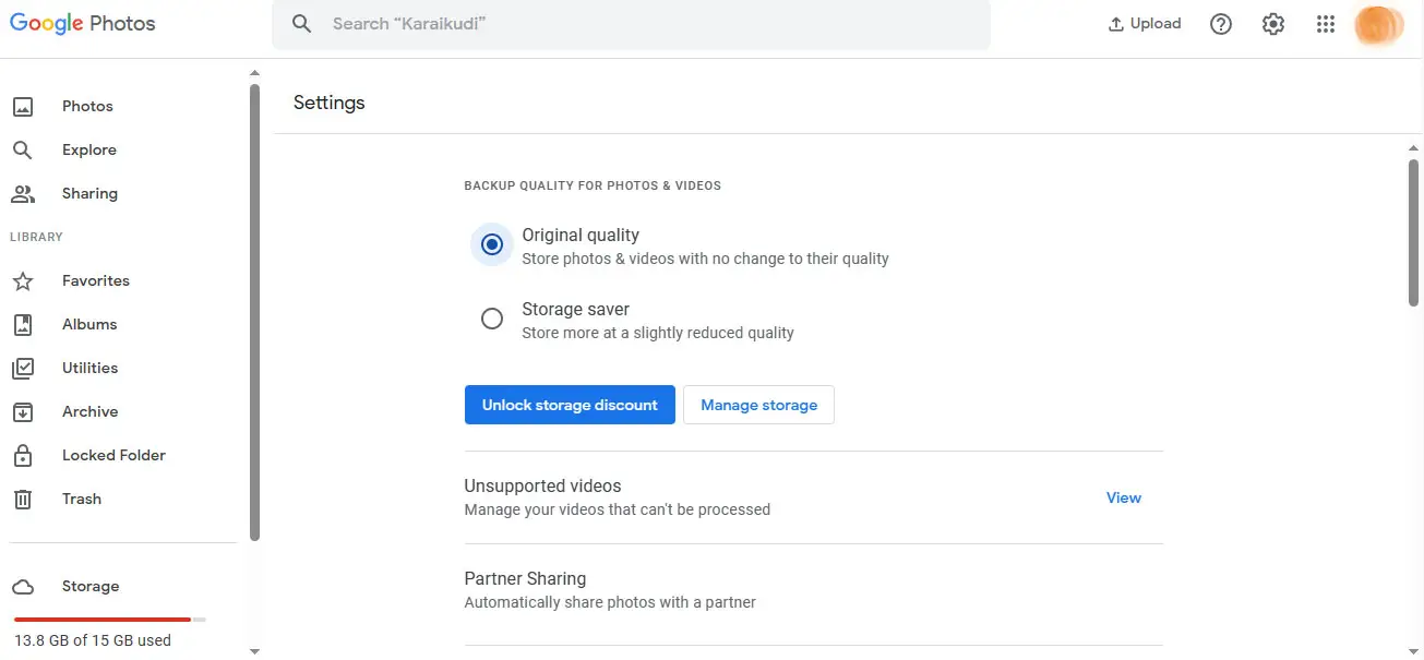 google photos settings