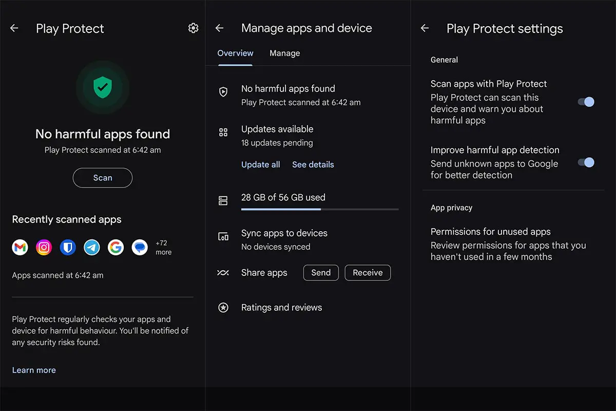 Google Play Store Play Protect Screenshot