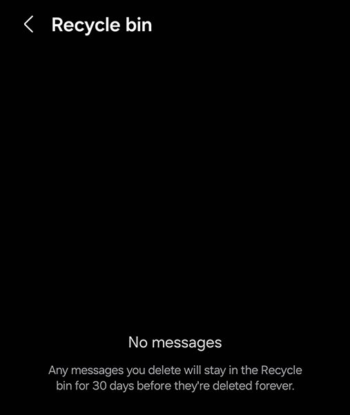 Samsung Galaxy Messages Recycle Bin
