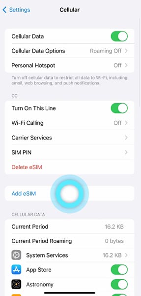 iPhone Activate eSIM Screenshot