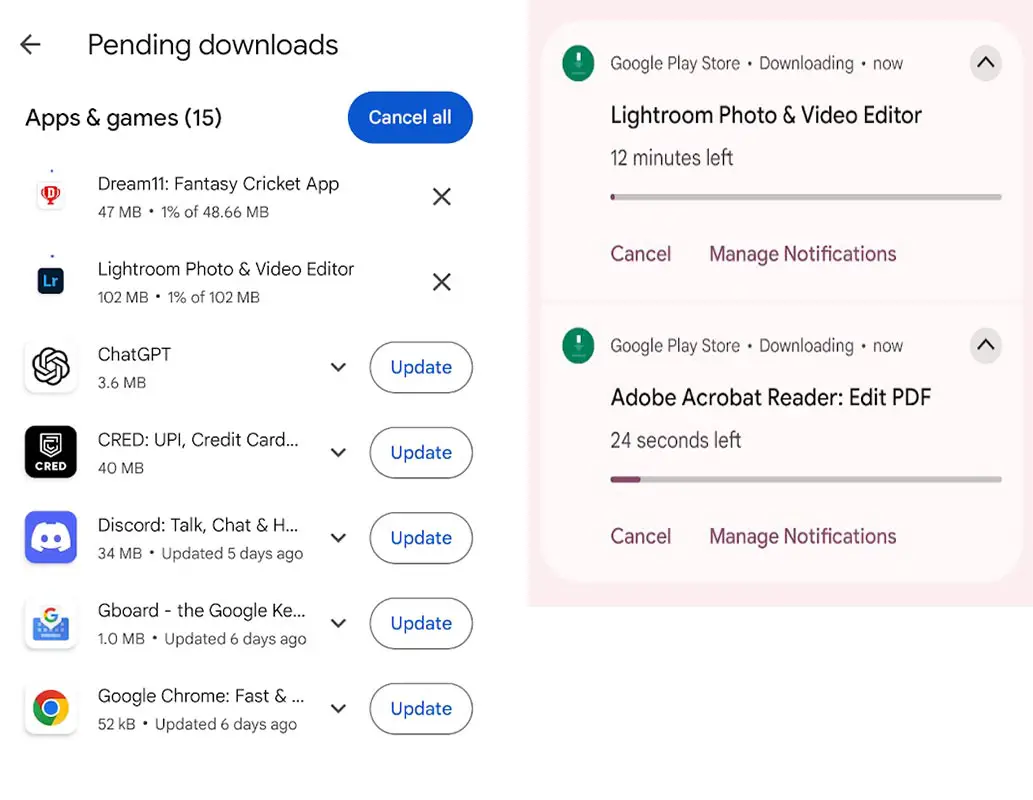 Google Play Store Parallel Downloads