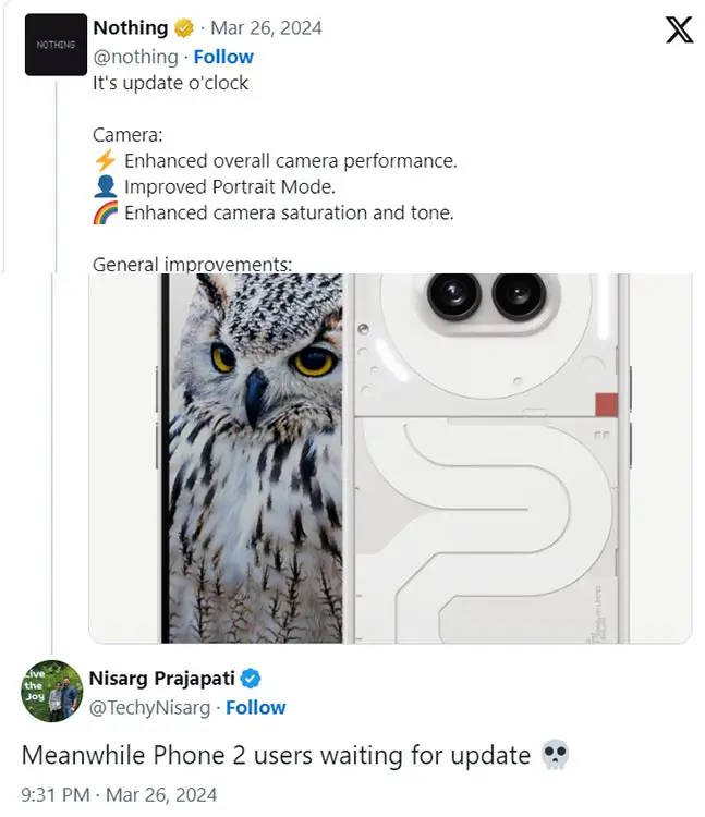 Nothing Phone 2a Software Update Status Twitter