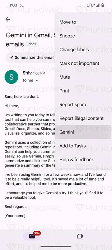 Google Gemini Gmail Summarize