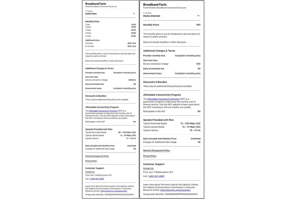 Xfinity Lable What is T-Mobile Broadband Nutritional Labels? - Android Infotech ...
