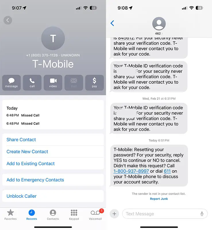 T-Mobile iPhone Scams Screenshot