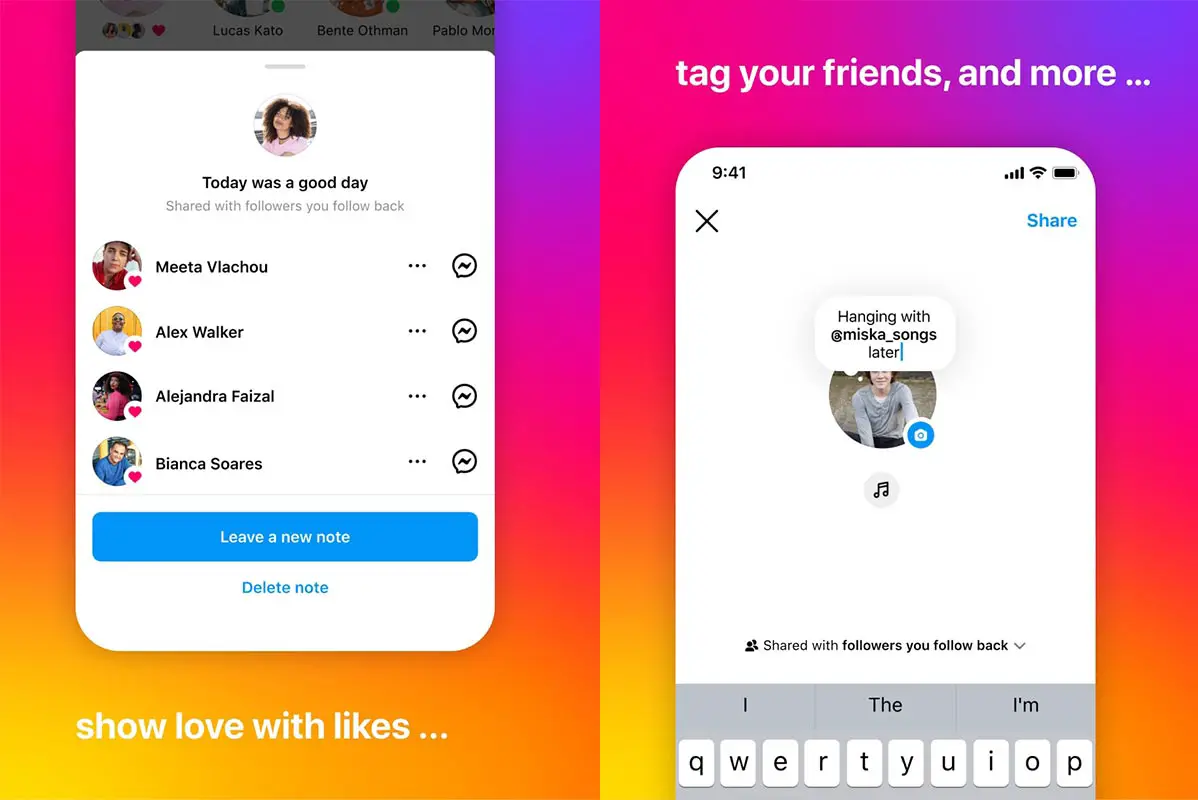 Instagram Notes Features Screenshot