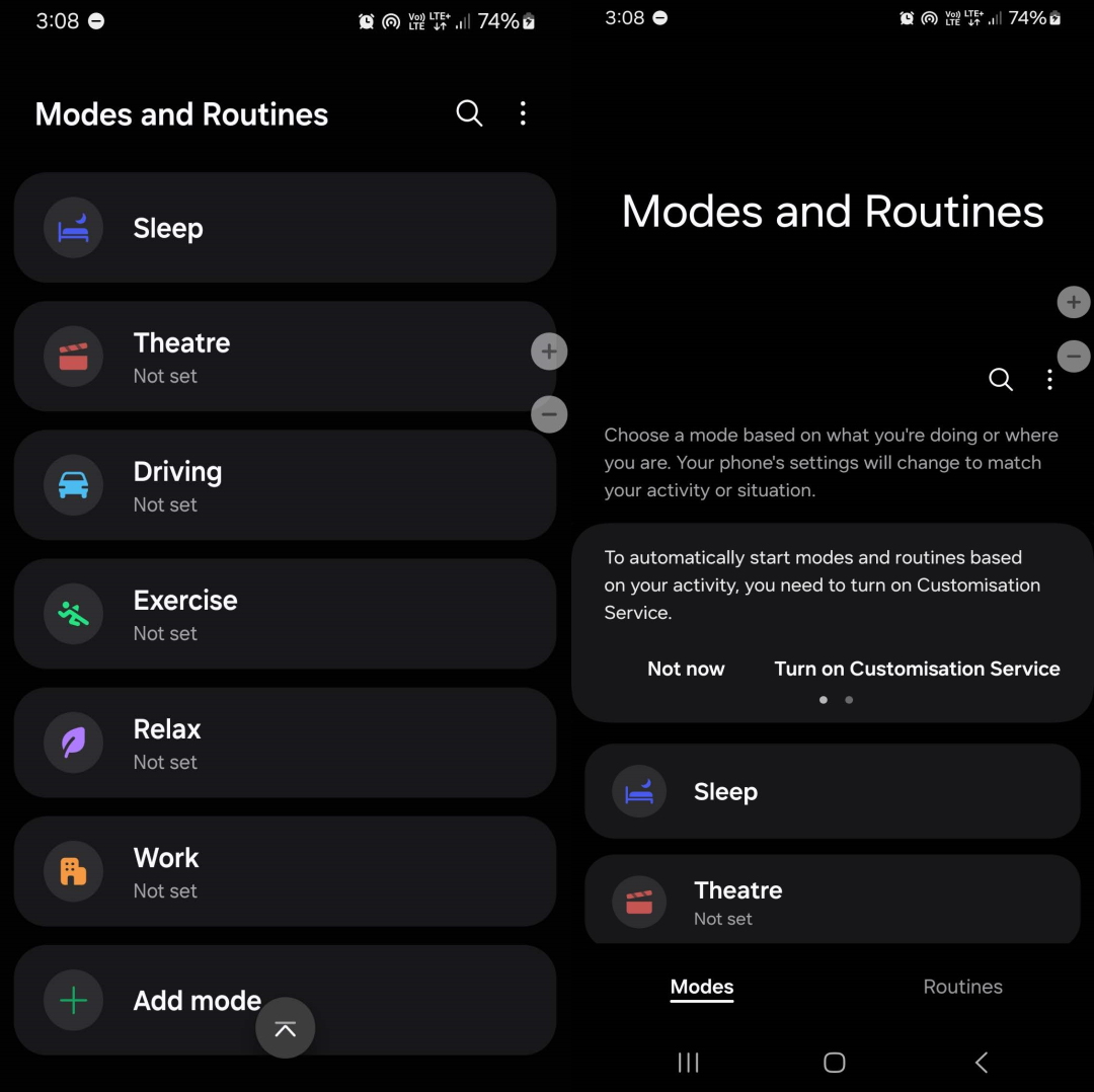 Notification Schedules on Samsung Galaxy S25 Screenshot