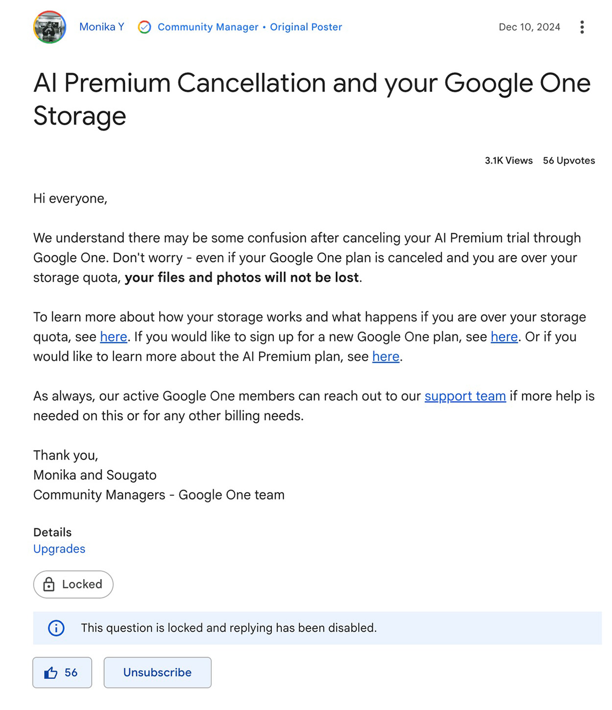 Google AI Pro Trial Statement