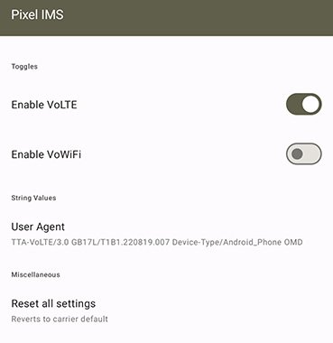 Enable VoLTE Anywhere on Google Pixel Settings