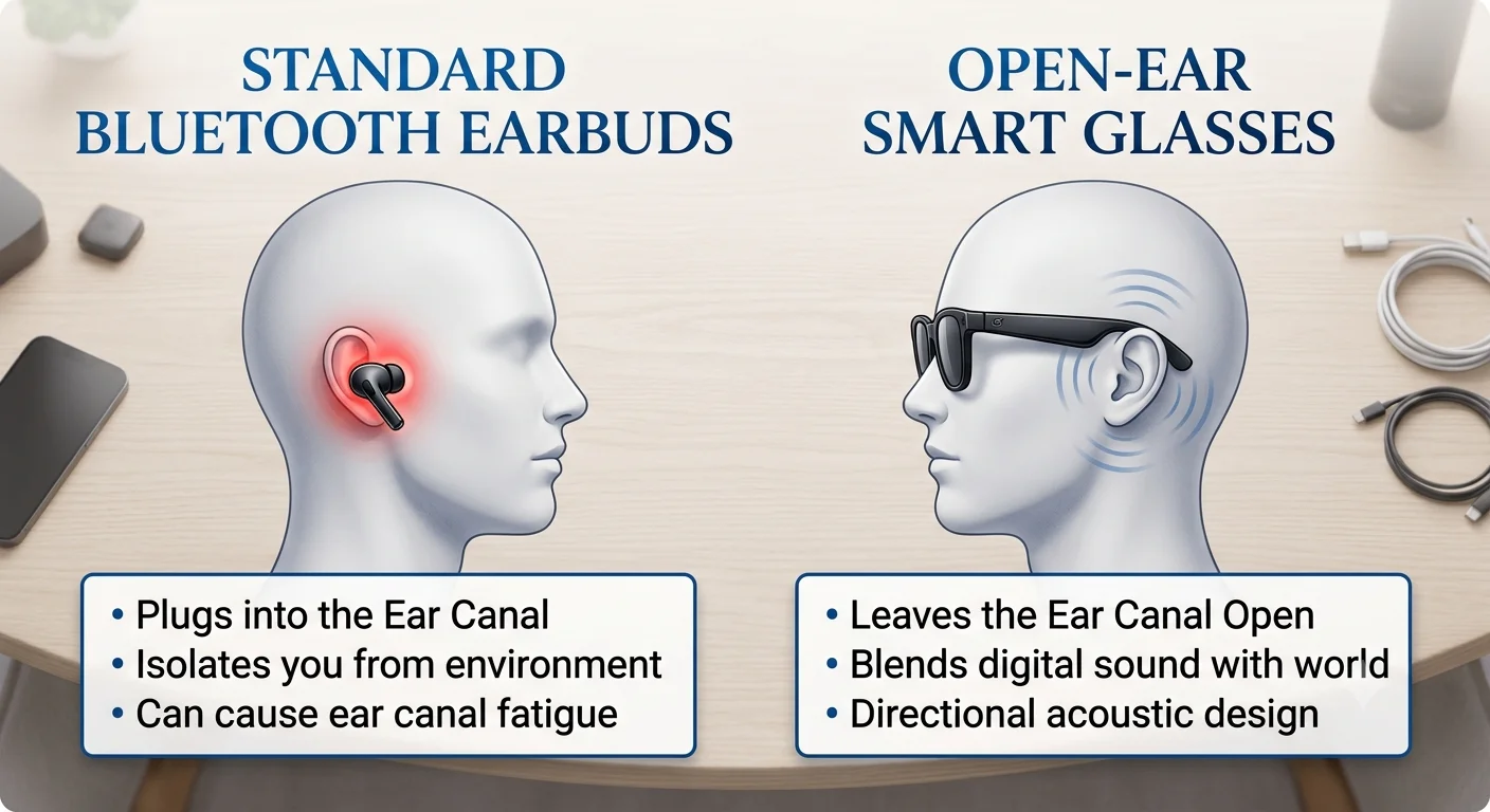 Comparison Meta AI glasses with normal buds