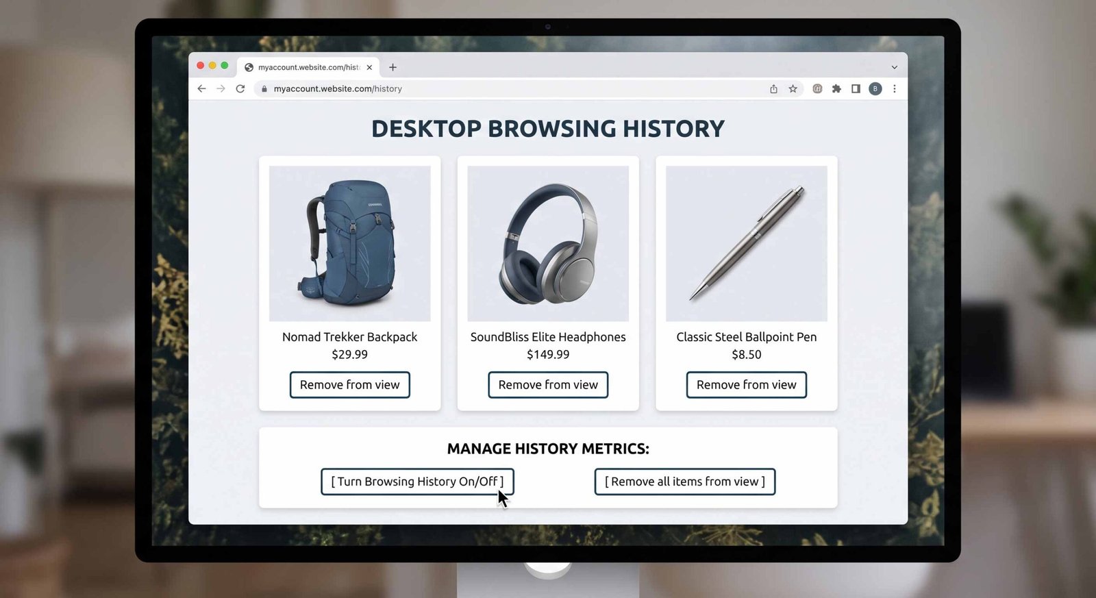 Clear Amazon Browsing History on Desktop Web Browsers