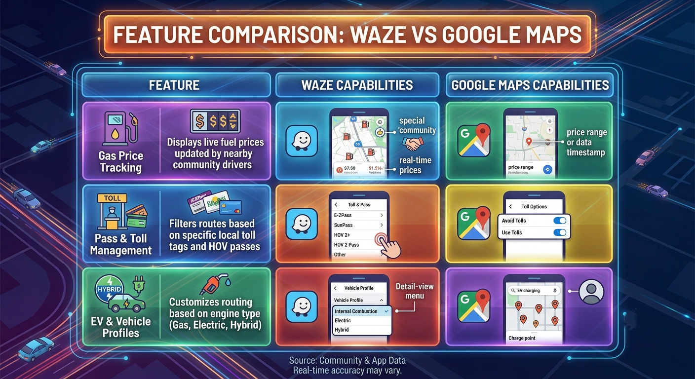 Feature Comparison waze and maps Feature Comparison waze and maps