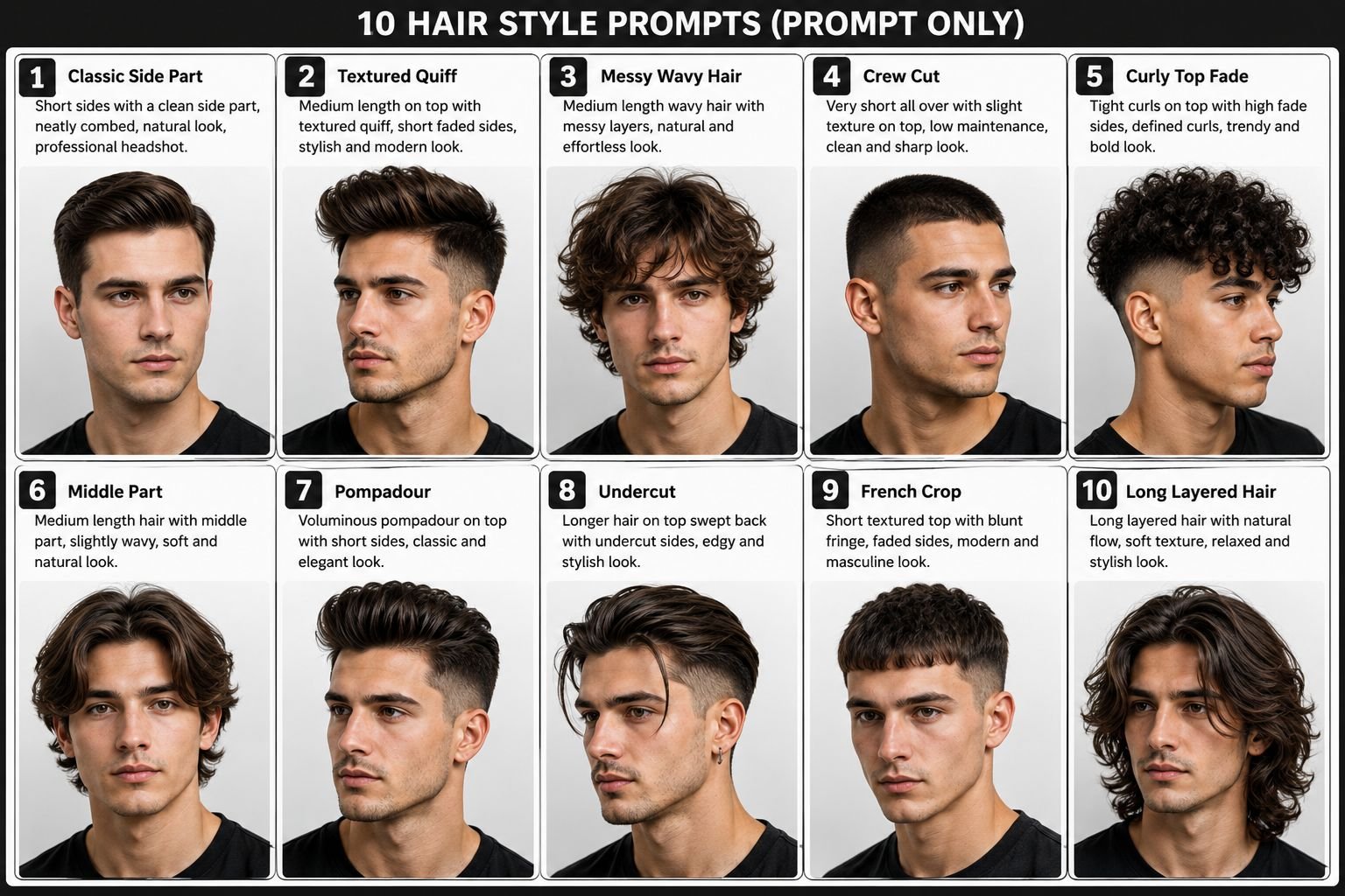 Hairstyles to Try on Your Photo using AI Prompts Man Hairstyles to Try on Your Photo using AI Prompts
