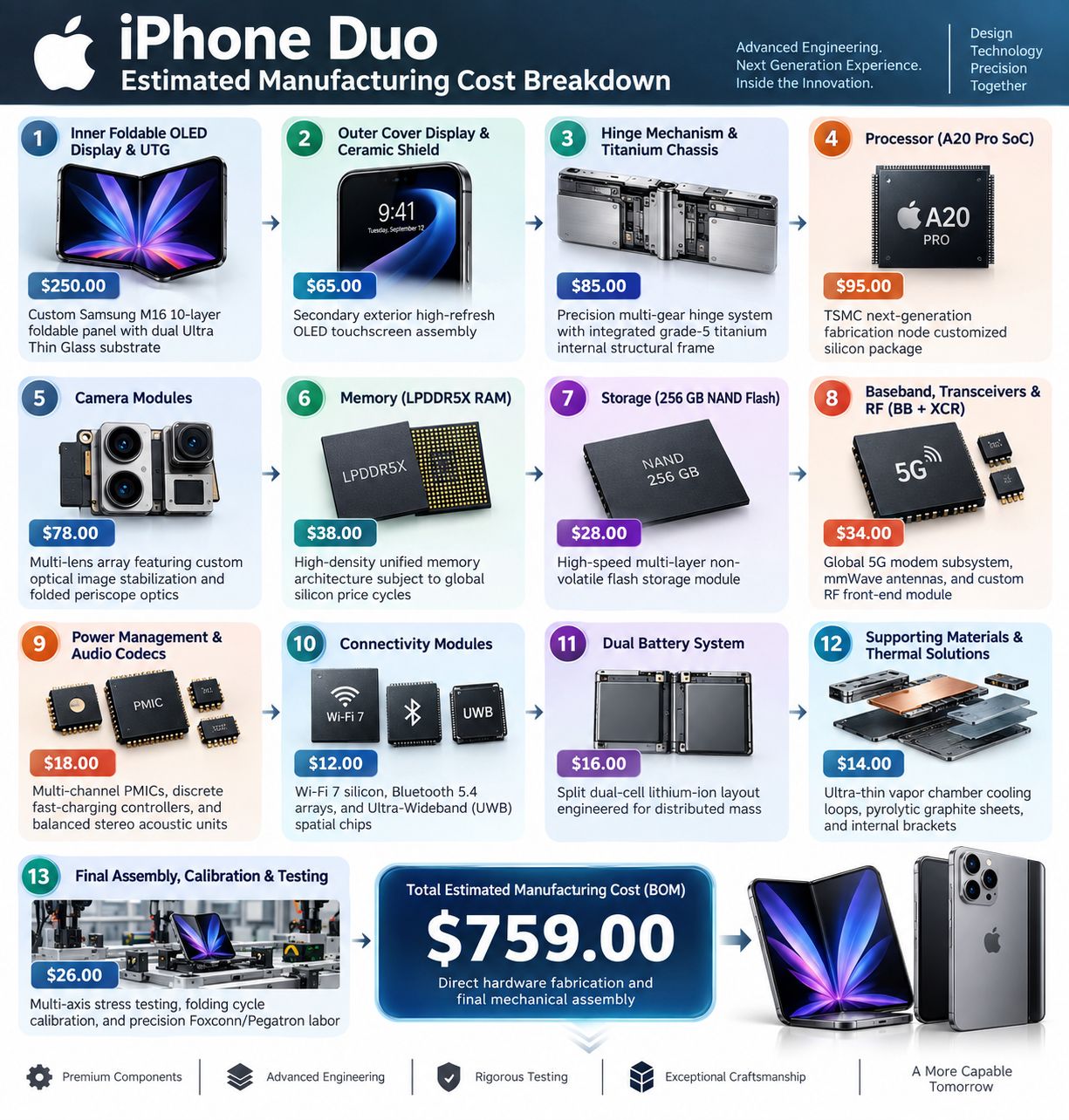 iPhone Duo Real Manufacturing Cost Teardown Analysis All Cost iPhone Duo Real Manufacturing Cost Teardown Analysis All Cost