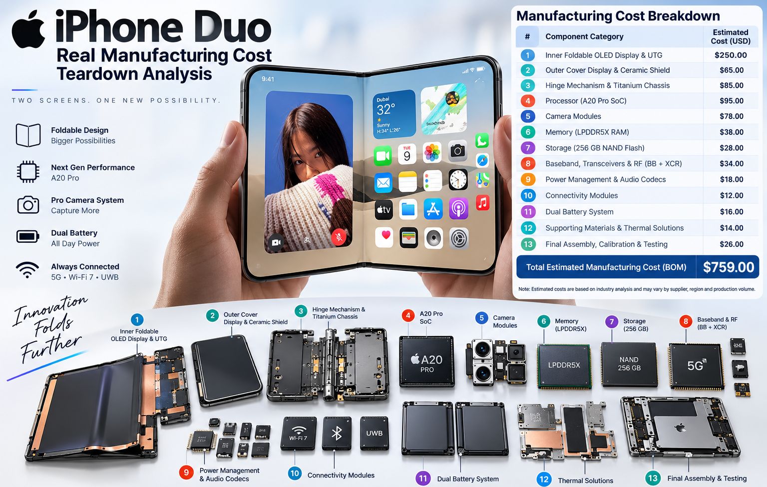 iPhone Duo Real Manufacturing Cost Teardown Analysis iPhone Duo Real Manufacturing Cost Teardown Analysis